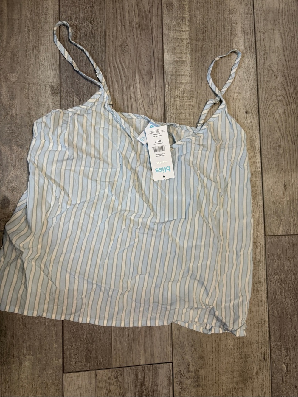Bliss Light Blue & White Striped Spaghetti Strap Cami